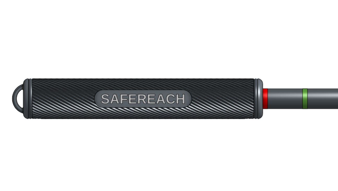 SafeReach handle CAD detail showing the green and red visual indicator system