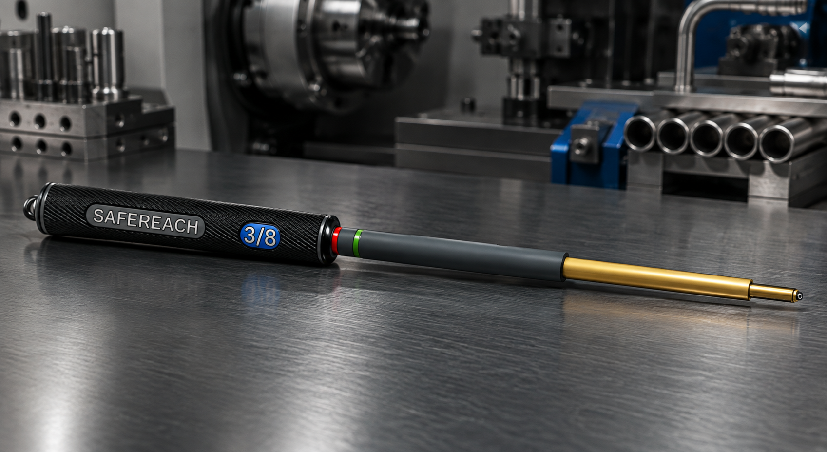 SafeReach 3/8-inch Tube Inserter in a professional tube-endforming workspace